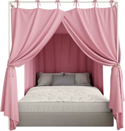 Blackout Bedhemel met Gordijnen – Lichtdichte Hemelbed Canopy voor Volwassenen, Privacy Bedgordijnen voor Slaapkamer – 152×203×190 cm - Roze