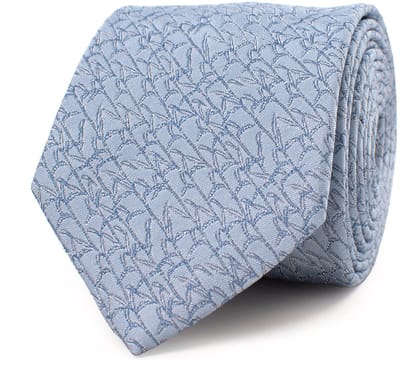 TRESANTI | GINESIO | Silk tie with bamboo leaves | Blauw