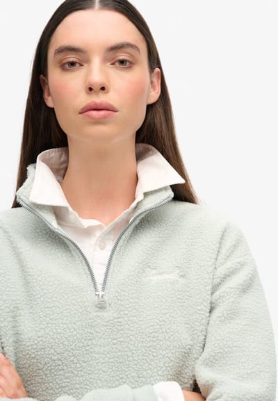 Superdry - Country Club jas met borgvoering en korte rits - Dames - Truien