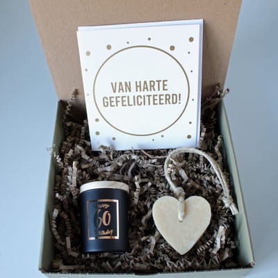 Minibox Hoera 60!! - cadeau 60 jarige - cadeau verjaardag