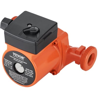 Vevor Pompe de Circulation d'Eau Chaude Pompe de Recirculation en Fonte 220V 92W, Débit Maximal de 60 L/min, Hauteur de Refoulement Maximale de 6m, Raccordement Fileté 1-1/2 , 2°c à
