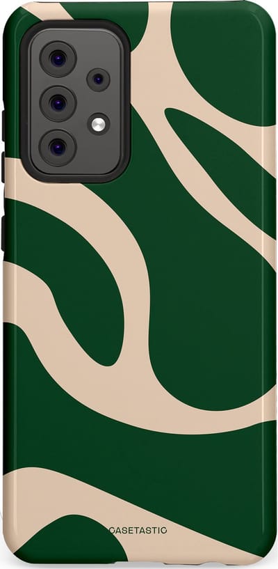 Casetastic hoesje geschikt voor Samsung Galaxy A52 (2021) 5G / Samsung Galaxy A52 (2021) 4G - Dubbellaagse bescherming - Groen Bos en Zand Duinen - Fashion Case - Donkergroen Zand