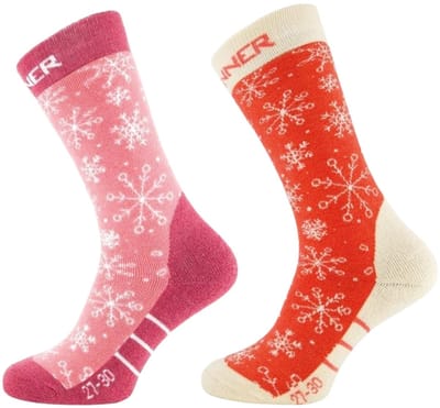 SINNER KIDS SKI SOCKS SNOW DOUBLE PACK - CORAL-PINK - Unisex - Maat 35-38