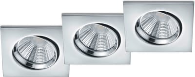 LED Spot 3 Pack - Inbouwspot - Trion Paniro - Vierkant 5W - Dimbaar - Warm Wit 3000K - Mat Chroom - Aluminium - 80mm