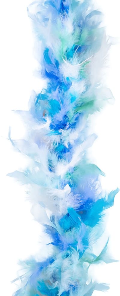 Funny Fashion Carnaval verkleed boa met veren - blauw/wit - 200 cm - 45 gram - Glitter and Glamour - veel veertjes