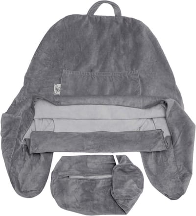 Kussenhoes - Rugsteun hoes - Relaxed lezen - Extra opbergvak - XXL - Donkergrijs