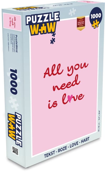 Puzzel Tekst - Roze - Love - Hart - Legpuzzel - Puzzel 1000 stukjes volwassenen