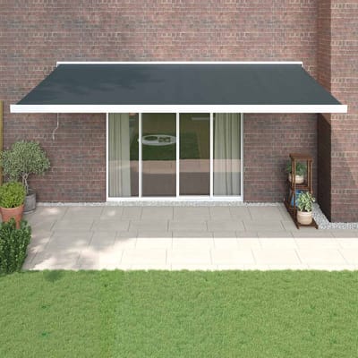 vidaXL - Uitschuifbare - luifel - Antraciet - met - Witte - Frame - 5 - x - 3 - m