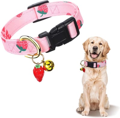 Zachte en Verstelbare Hondenhalsband voor Kleine en Grote Honden - Roze Katoen