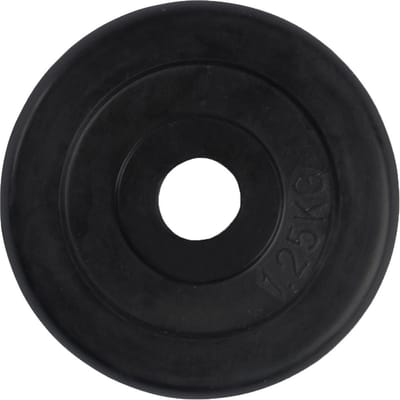 VirtuFit Rubberen gewicht - Halterschijf - Ø 30 mm - 1,25 kg - Zwart - Krasbestendige Buitenlaag - Sport Gewicht - Bumper Plates - Geschikt voor Fitness, CrossFit & Functional Training