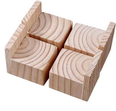 Houten Meubelverhogers - Bedverhogers Bankverhogers - Meer Opbergruimte Creëren - Stevig Grenenhout - Set van 4 - Houtkleur