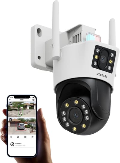 Beveiligingscamera Buiten - Wi-Fi Camera - Huis Beveiligen - Dubbele Lens - 6MP Ultra HD - Wit
