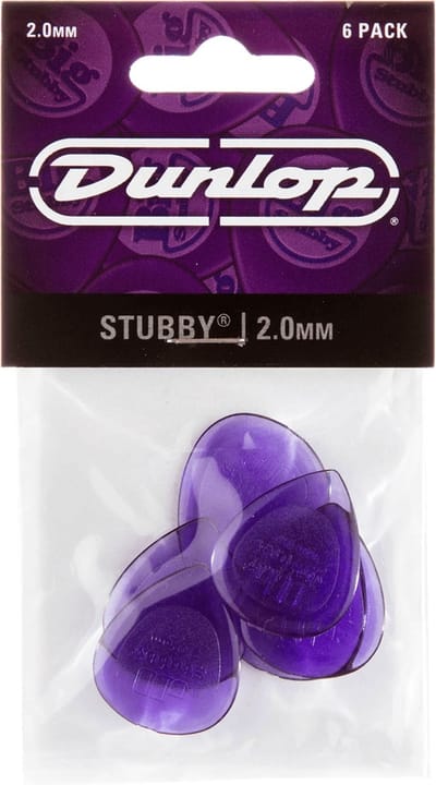 Jim Dunlop Stubby - Plectrums - Stubby Jazz - 2,00 mm - Player's Pack 6 Stuks