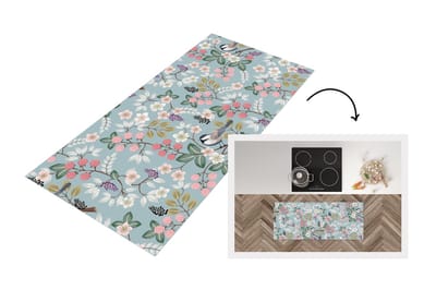 Keukenloper - Loper keuken - Bloemen - Illustratie - Patroon - 120x50 cm - Keukenloper vinyl