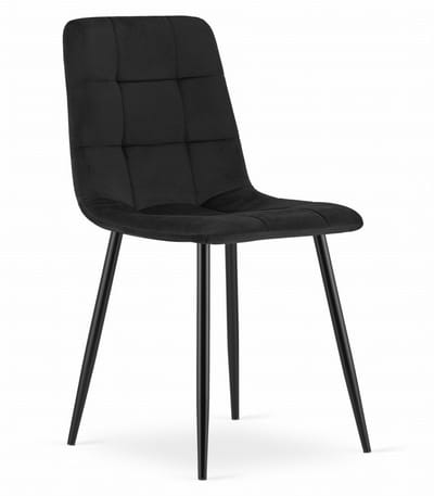Eetkamerstoel KARA Zwart – Velvet Bekleding, Ergonomisch Design, Zwarte Metalen Poten, Comfortabele Zitting, Max. 120 kg