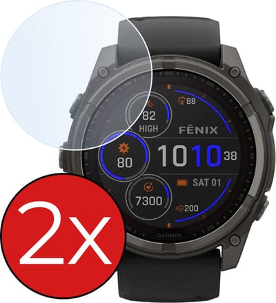 Screenprotector Geschikt voor Garmin Fenix 8 Solar (47 mm) Screenprotector Glas Gehard Screen Cover - Screen Protector Geschikt voor Garmin Fenix 8 Solar Screenprotector Tempered Glass - 2 PACK