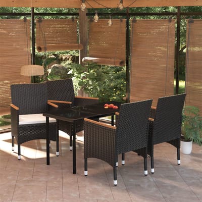 vidaXL - 5-delige - Tuinset - met - kussens - zwart