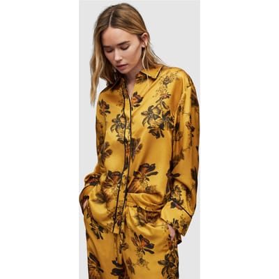 AllSaints Sofi Lilly Pyjama Sh Gold Maat: S | Longsleeves Outlet | Dames | Goud