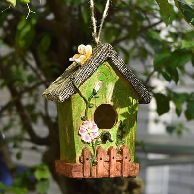 KZQ Hangend Vogelhuisje van Hars voor Buiten, Kleurrijk Decoratief Nest voor Tuin en Binnen, Geschikt voor Hummingbirds, Tuindecoratie