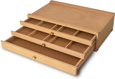 SNJY® Tekendoos - Tekenset - Tekenkoffer - Beukenhout - 26D x 41B x 11H cm - Bruin