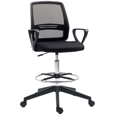 Bureaustoel Vinsetto bureaustoel bureau hoog in hoogte verstelbaar dimbaar zitten. 59,5l x 60l x 102,5-H cm bureaustoel draaibaar °   Zwart ademend mesh-materiaal