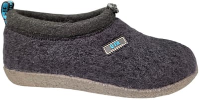 Q Fit Cato Zwarte Wollen Gesloten Dames Pantoffels - Zwart - 36