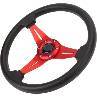 Auto Stuurwiel Racing Stijl PU Leer 14in Universele Pasvorm voor 6-Gats Stuurwiel Naaf Adapter