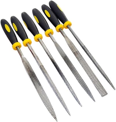 Naaldvijl Set - Metaalvijlen Houtvijlen - Materiaal Bewerken - Ergonomische Handgrepen - 6 Stuks 5x180mm - Zoals Afgebeeld