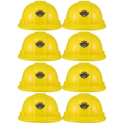 8 Stuks Gereedschap Hoed Werkers Petten Speelgoed Kinderen Feest Hoeden Kleding Bouw Plastic Voor Speelgoed 21.5X17.5CM geel