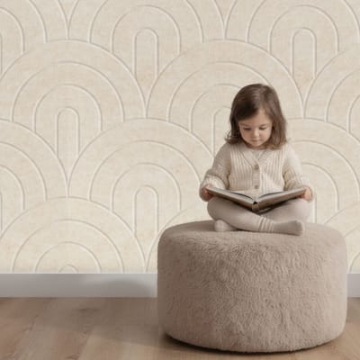 Wandpaneel vilt, waaier, crème beige – 2950 x 1200 mm | 9mm dik | Verbetert de akoestiek | Eenvoudige montage | Wanddecoratie