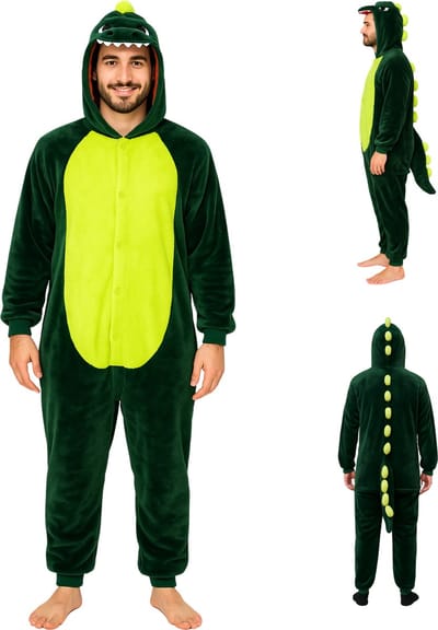 Joya Party® Dinosaurus Verkleedpak Groen | Onesie Jumpsuit voor Volwassenen | Krokodil Draak Kostuum | Huispak voor Carnaval, Halloween & Verkleedfeest | Maat S