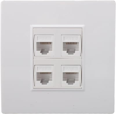 Dailygoody - Ethernet-wandplaat 4 Poorten - Cat 6 Ethernet-wandcontactdoos - Grijs - Netwerkwandplaatpaneel - Geschikt voor CAT5 CAT5E CAT6A - Vrouwel