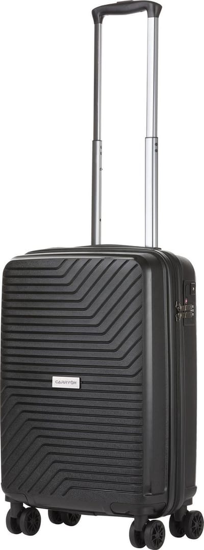 CarryOn Transport Handbagage koffer 55cm - Trolley 35 Ltr met USB - Dubbele wielen - Zwart