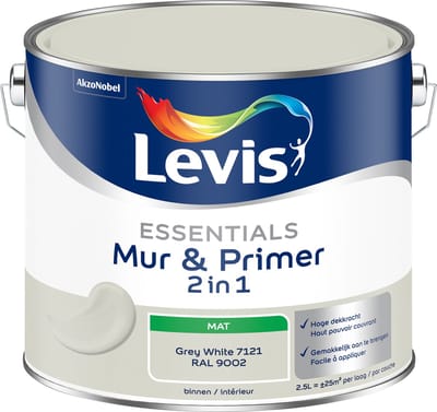 Levis - Essentials Mur & Primer - Grey White (Ral 9002) - 2,5 L