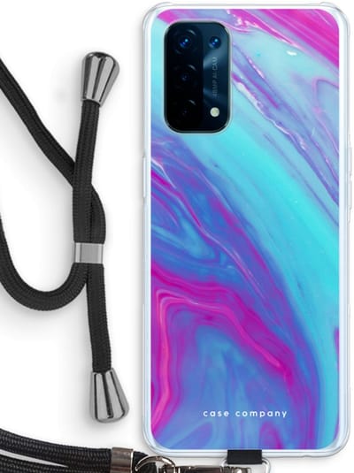 Case Company® - Hoesje met koord geschikt voor Oppo A74 5G hoesje met Koord - Zweverige regenboog - Telefoonhoesje met Zwart Koord - Bescherming aan alle Kanten en Over de Schermrand