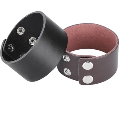 2 stuks Punk Armband Retro Handgemaakt Top Grain Leer Verstelbare Armbanden Zwart Bruin black
