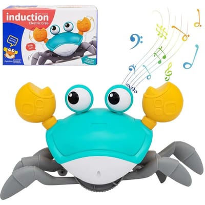 Crabe Dansant Qui S'enfuit Jouets Bébé Ramper Évasion Crabes Jouets Enfants Jouets Électroniques Interactif Bambin Temps sur le Ventre Version Batterie Battery Version bleu
