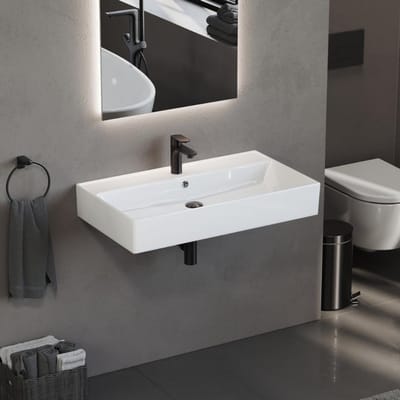 Vierkante keramische wastafel voor gastentoilet – 60 x 46 cm, modern ontwerp