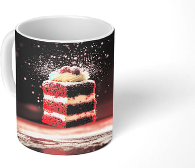Mok - Koffiemok - Rode - Velvet - Taart - Eten - Mokken - 350 ML - Beker - Koffiemokken - Theemok