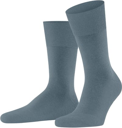 FALKE Airport Plus eenkleurig wol katoen sokken heren blauw - maat 39-40