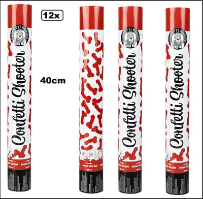 12x Confetti shooter penis snippers 40cm - papier - Fun thema feest party vrijgezellen party