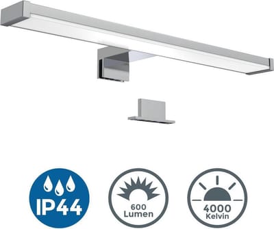 B.K.LICHT - LED Spiegellamp - chroom - badkamerlamp - spiegelverlichting - l:40cm - IP44 - 4.000K - 600 Lumen - 7W LED