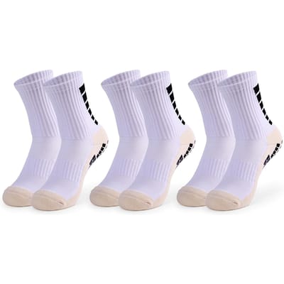 Antislip voetbalsokken voor heren, atletische sokken voor basketbal, voetbal, volleybal, hardlopen, trekking 3 pairs wit