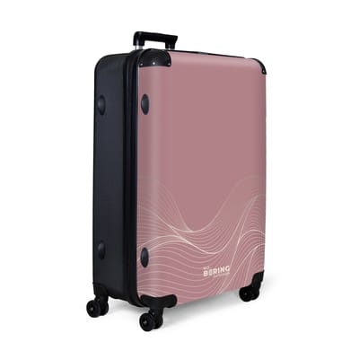 NoBoringSuitcases.com® - Koffer groot - Reiskoffer lichtgewicht - Roze met abstracte golvende lijnen - Rolkoffer met 4 wielen - Grote trolley XL - 98 liter bagage