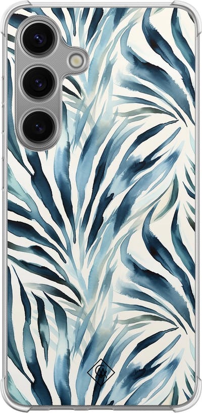 Casimoda® hoesje - Geschikt voor Samsung Galaxy S24 Plus - Japandi Waves - Shockproof case - Extra sterk - TPU/polycarbonaat - Blauw, Transparant