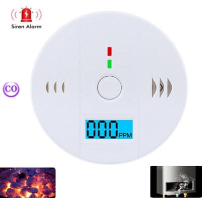 Koolmonoxidemelder -CO melder-geschikt voor kelders, keukens, reizen, thuiskantoren, huizen, slaapkamers, woonkamers-Werkt op batterijen, batterij niet inbegrepen-Wit-11*11*4 cm
