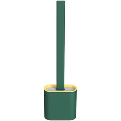 BROSSE WC ,Green--Brosse de Toilette Anti fuite'Eau avec Base en Silicone et Tête Plate, Poils Souples et Flexibles avec Support de
