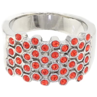 Behave - Ring - Klassieke Zilverkleurige Ring met Oranje Kristallen – Elegant & Tijdloos -17mm