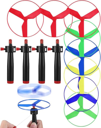 Vliegschijven Helikopter - Propeller Spel - Buiten Spelen - Multiplayer Plezier - 8 Schijven - Kleurrijk