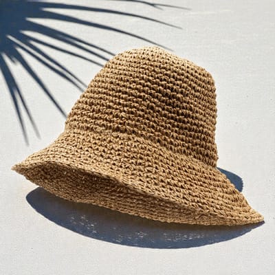Nomad Sari Floppy Straw Sun Hat - Natural Coffee
